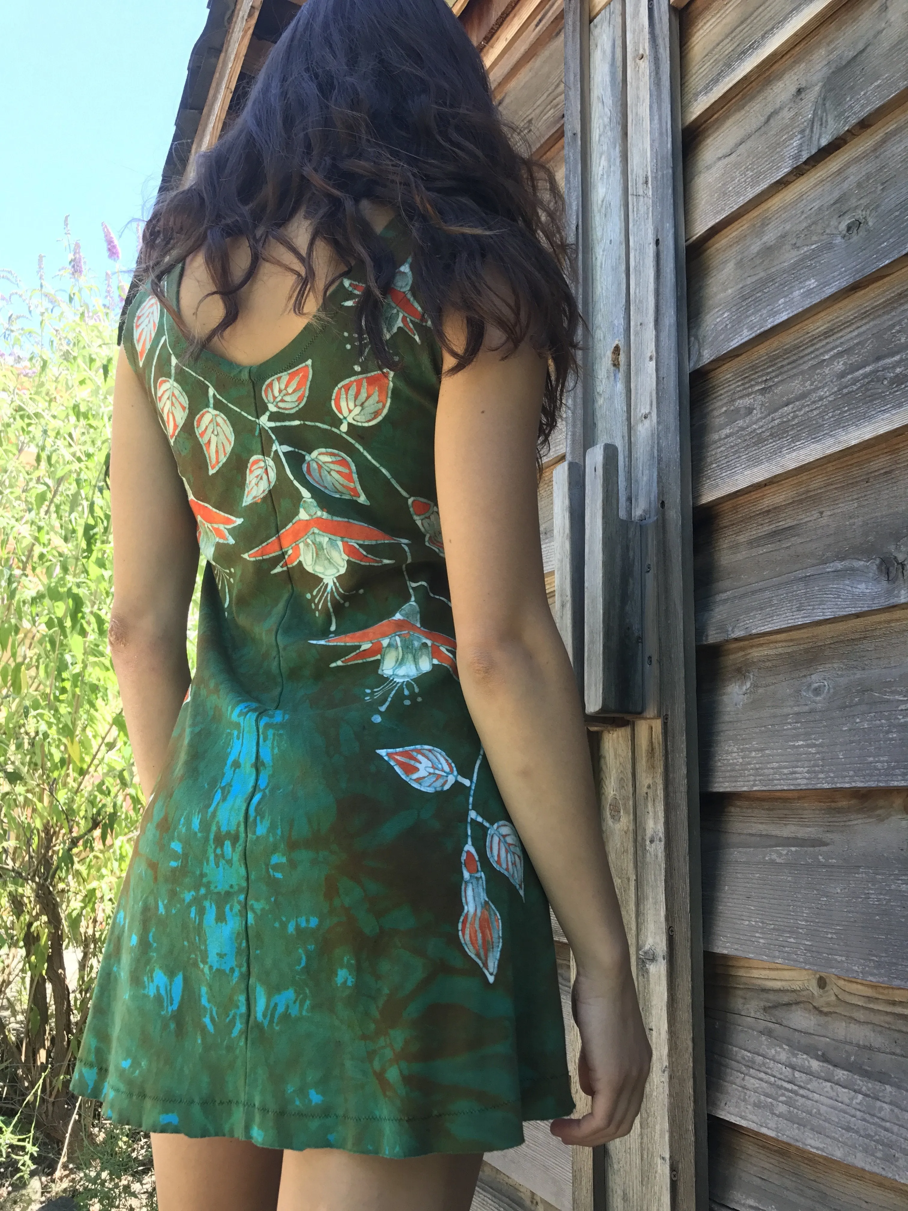 Fuchsias Are Surprising Batikwalla Mini Dress in Organic Cotton - Size Small