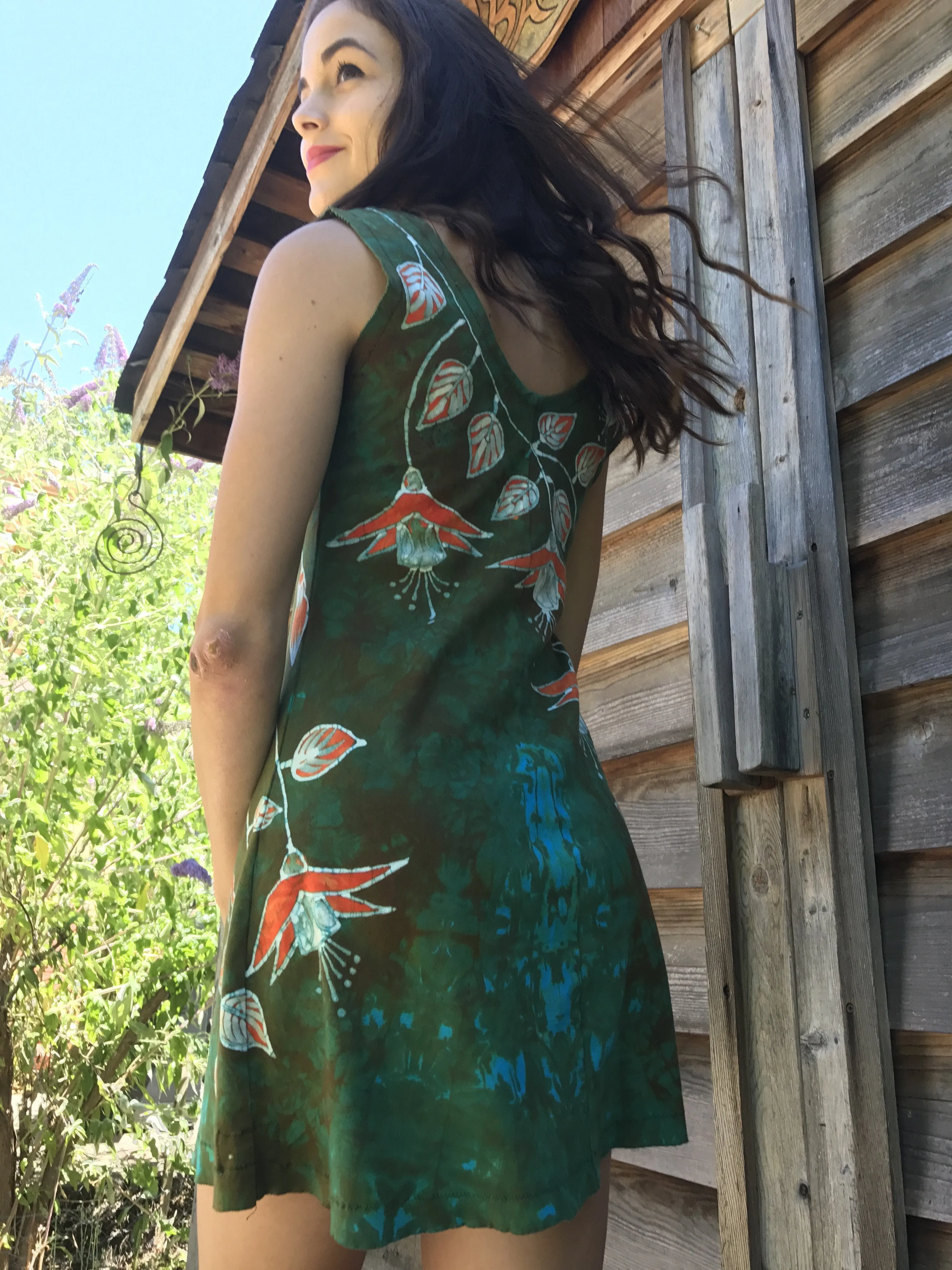 Fuchsias Are Surprising Batikwalla Mini Dress in Organic Cotton - Size Small