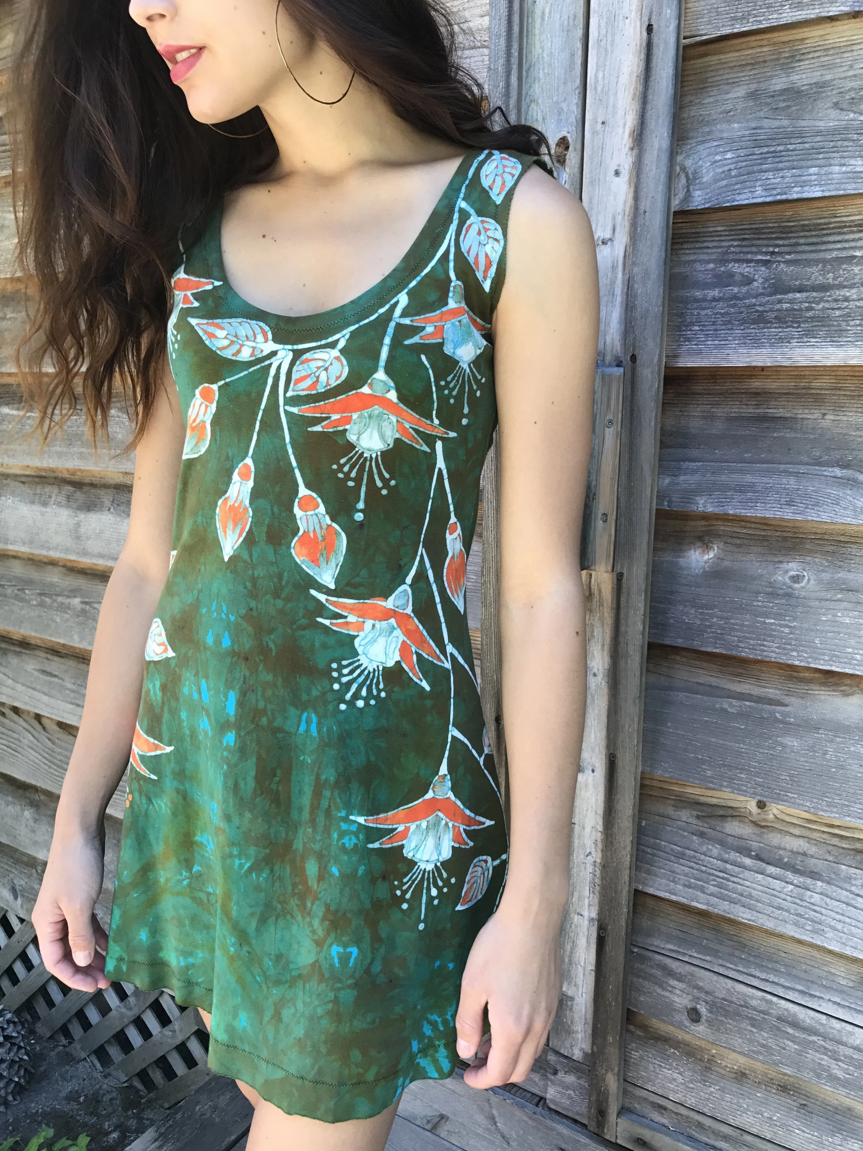 Fuchsias Are Surprising Batikwalla Mini Dress in Organic Cotton - Size Small