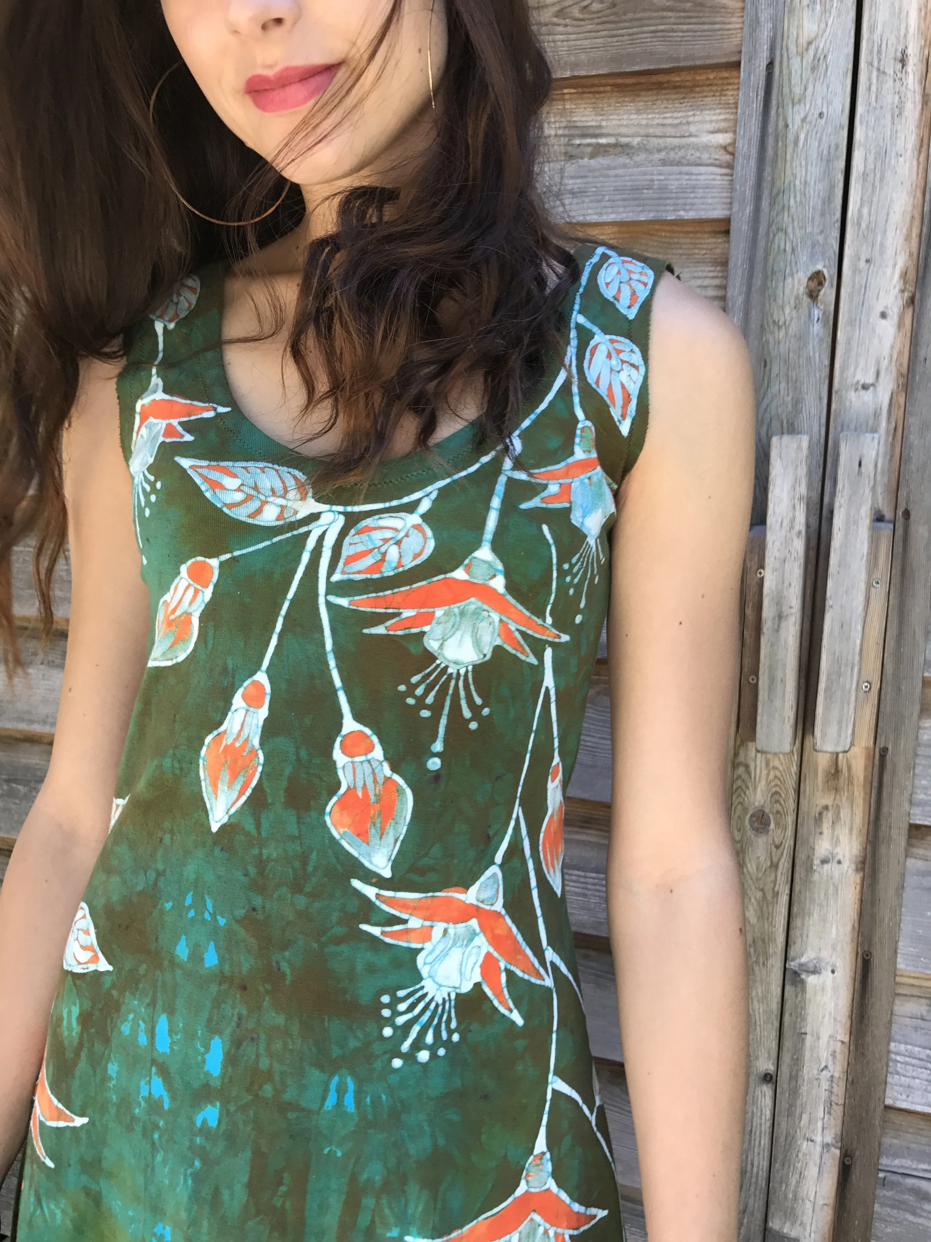 Fuchsias Are Surprising Batikwalla Mini Dress in Organic Cotton - Size Small