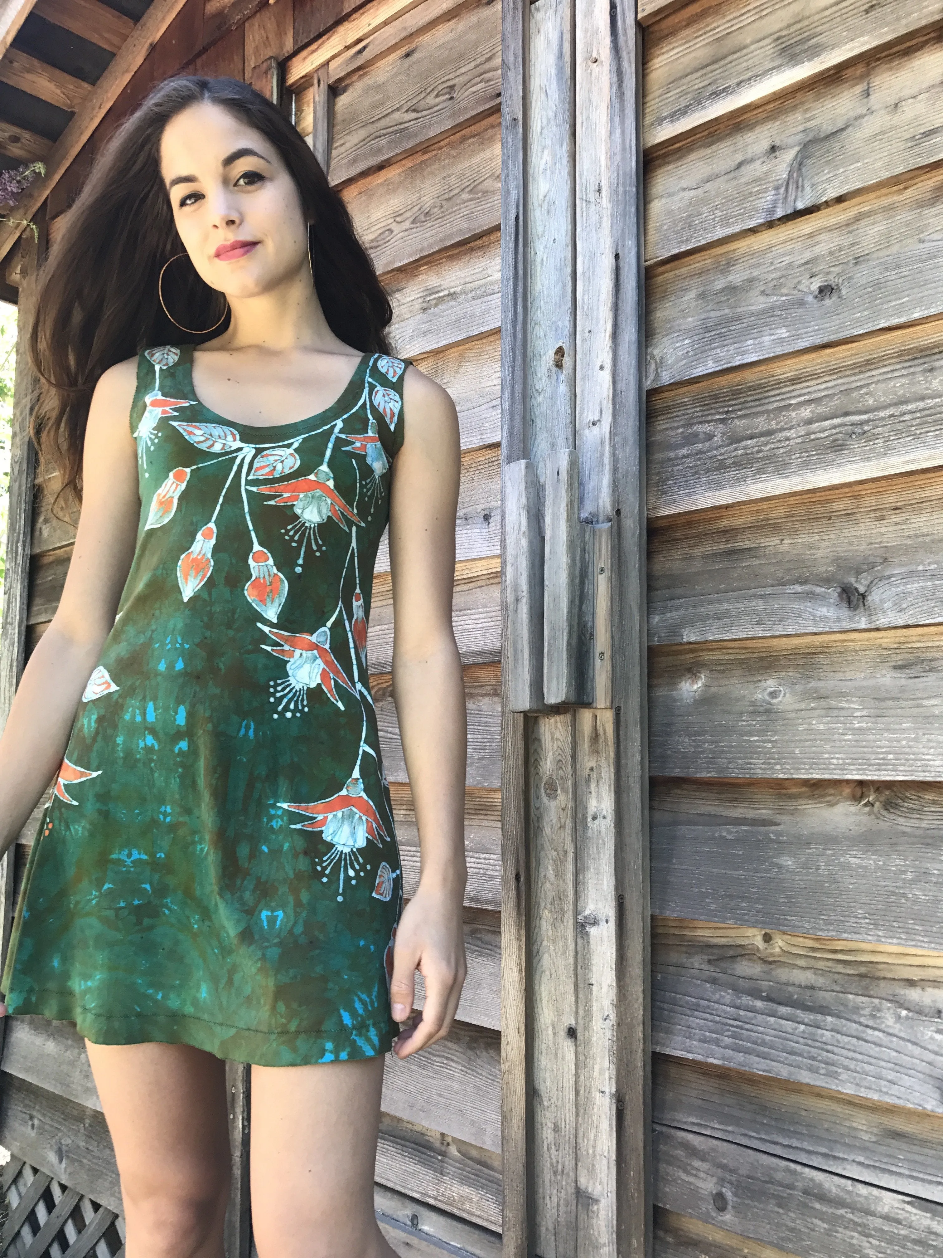 Fuchsias Are Surprising Batikwalla Mini Dress in Organic Cotton - Size Small