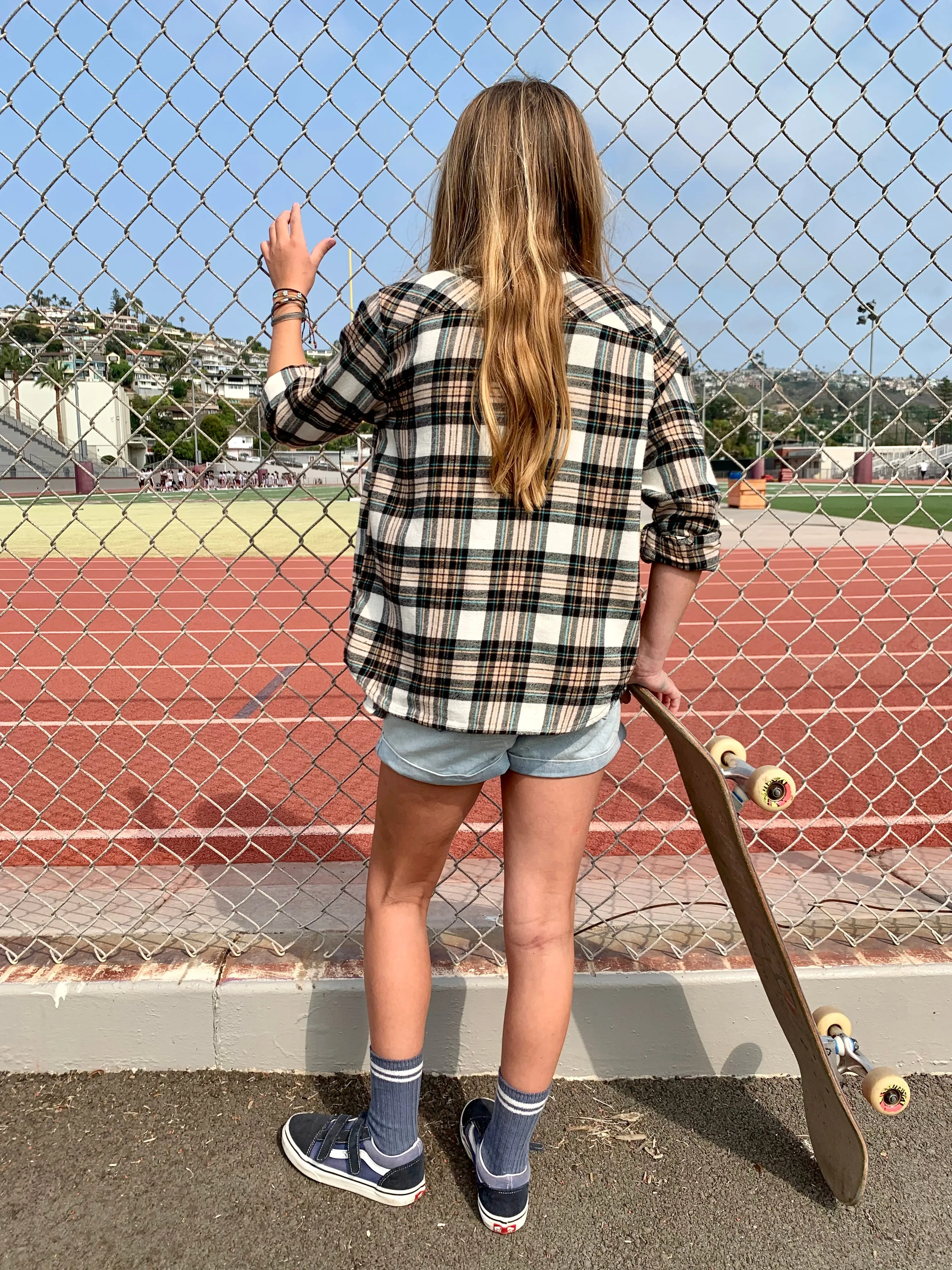Girls Getting Rad Plaid Long Sleeve Flannel - Mushroom