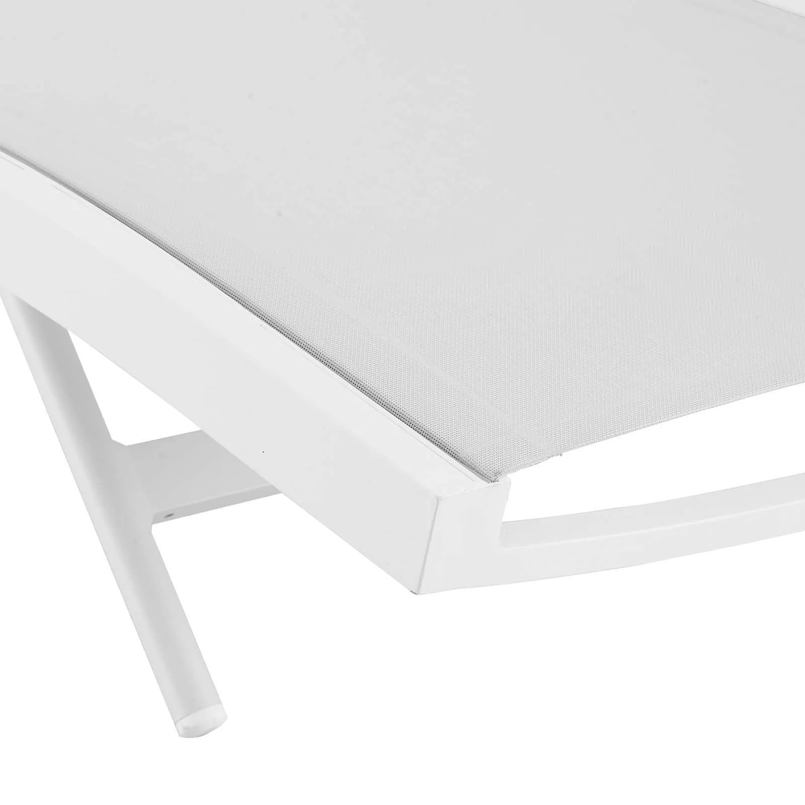 Glimpse Outdoor Patio Mesh Chaise Lounge Set of 2 White White EEI-4038-WHI-WHI