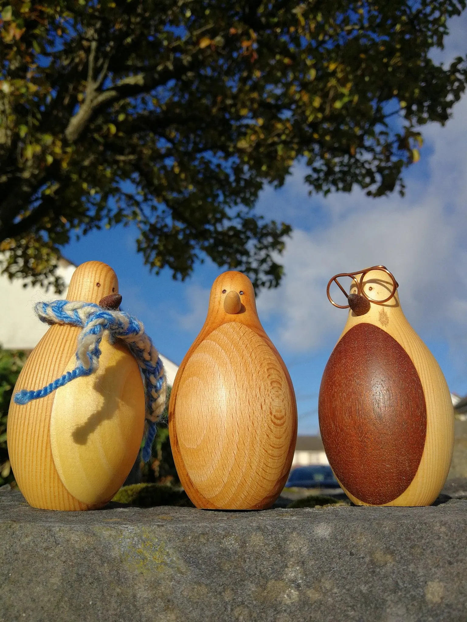 Hand Carved Hipster Penguin