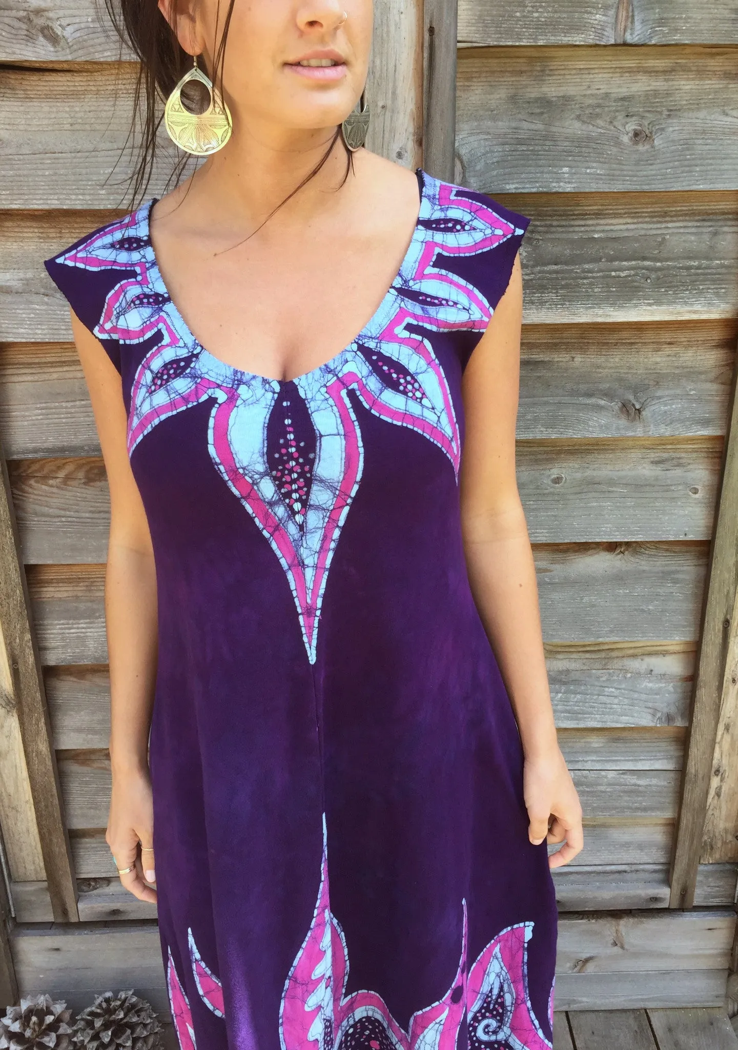 Hawaiian Bloom Time Organic Cotton Batik Dress