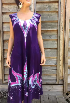 Hawaiian Bloom Time Organic Cotton Batik Dress