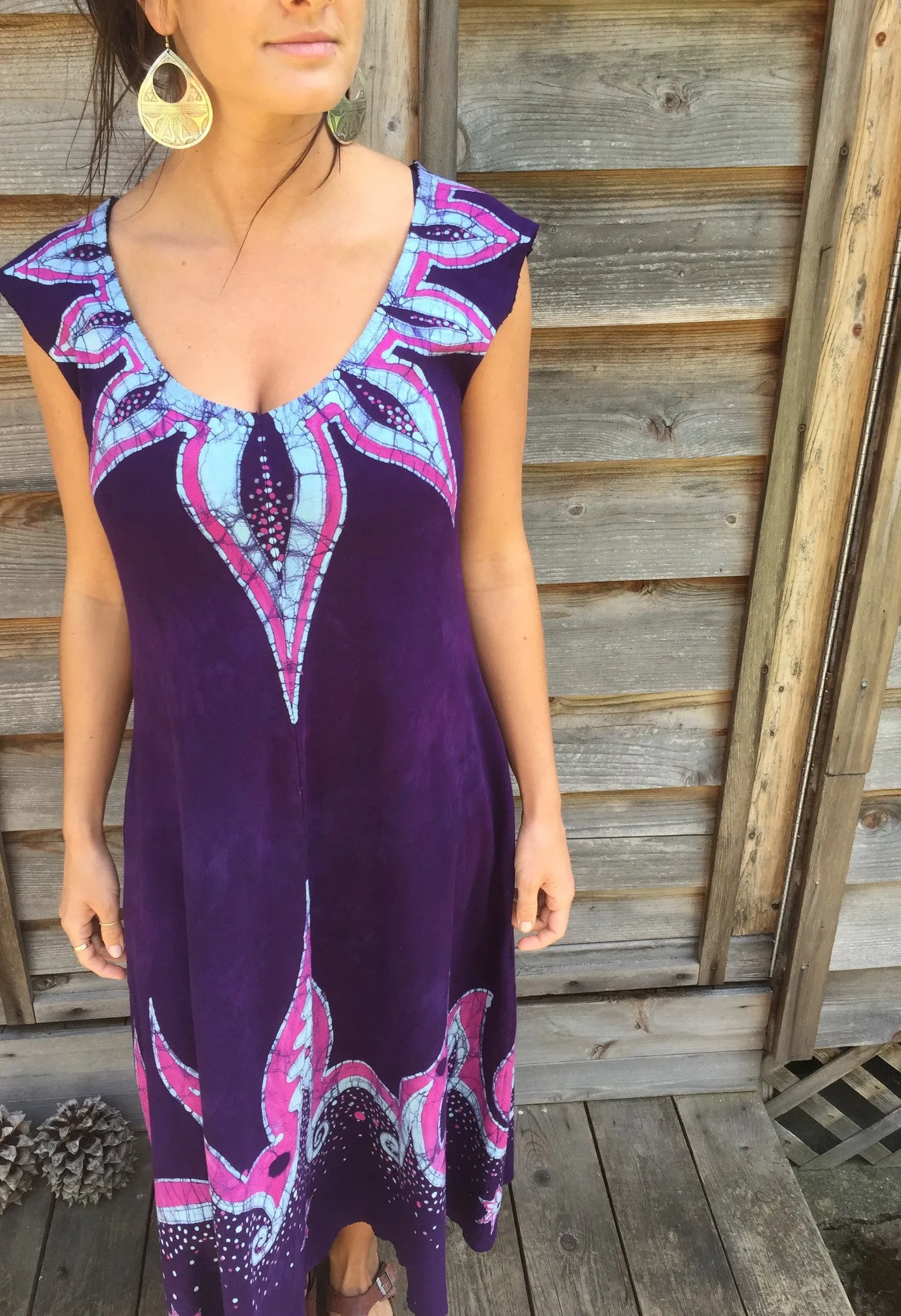 Hawaiian Bloom Time Organic Cotton Batik Dress