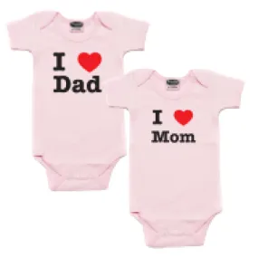 I Love Mom and Dad Baby 2 Piece Short Sleeve Gift Set