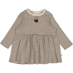 Jersey Dress Berry Embroidery - mulch stripe