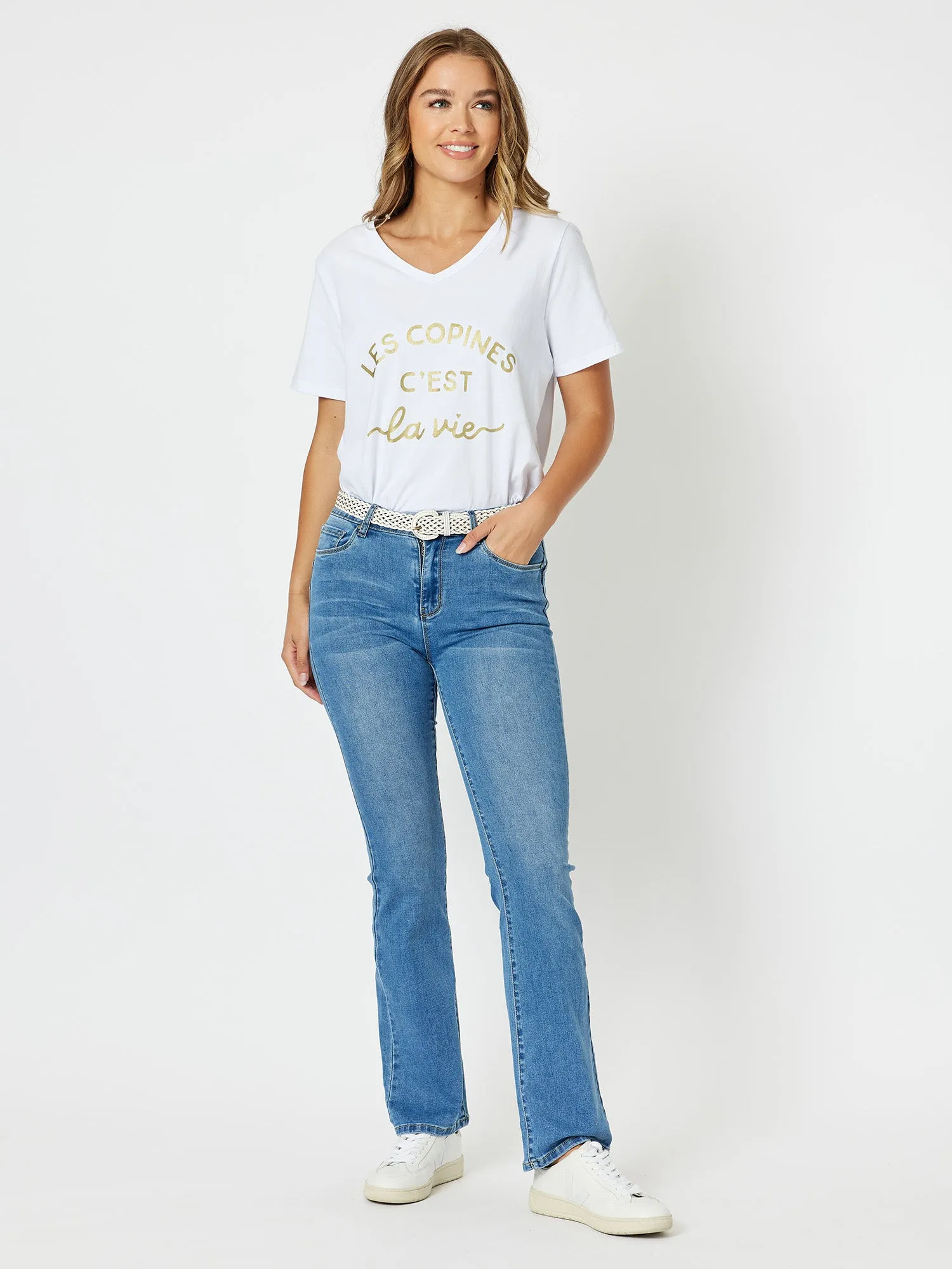 Les Copine V-Neck T-Shirt - Gold