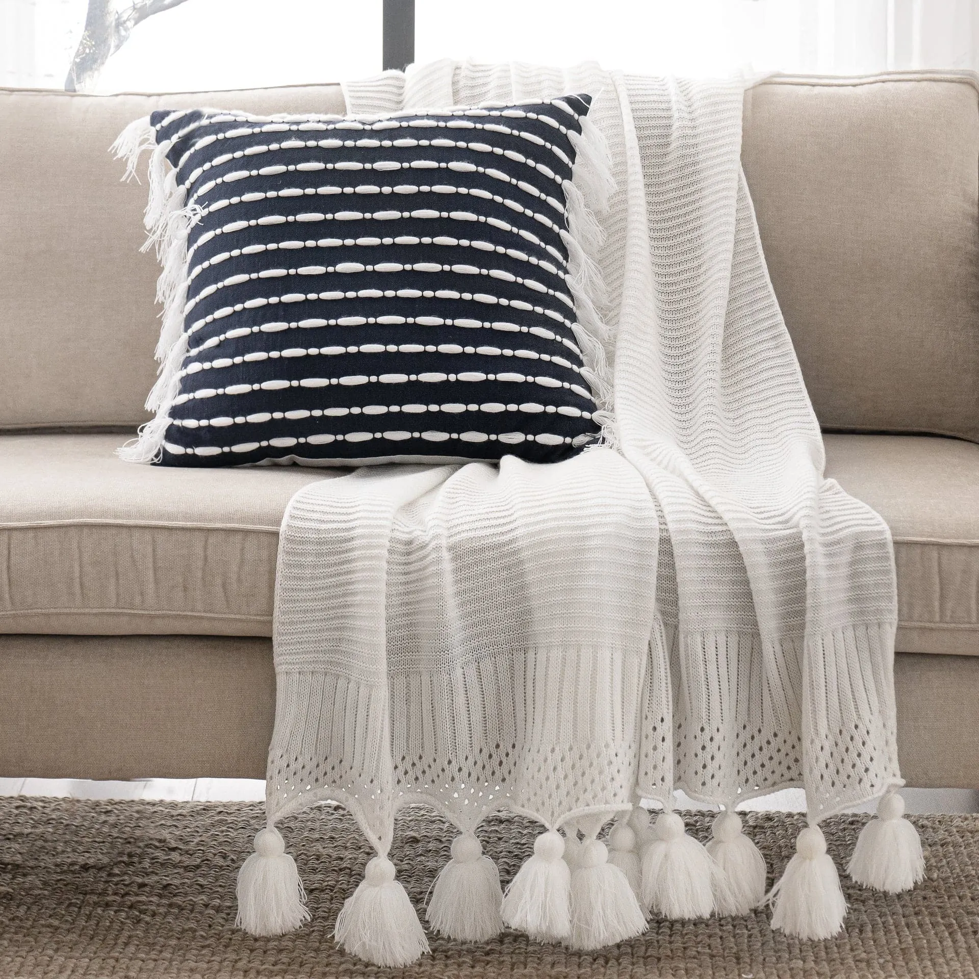 Linear Tassel Decorative Pillow