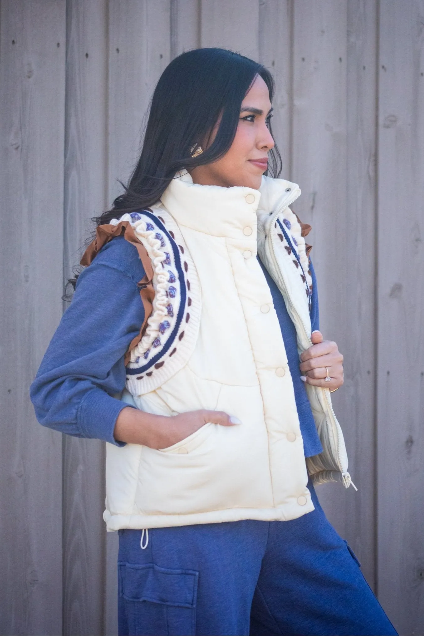 Loving My Life Ivory Sweater Detail Vest