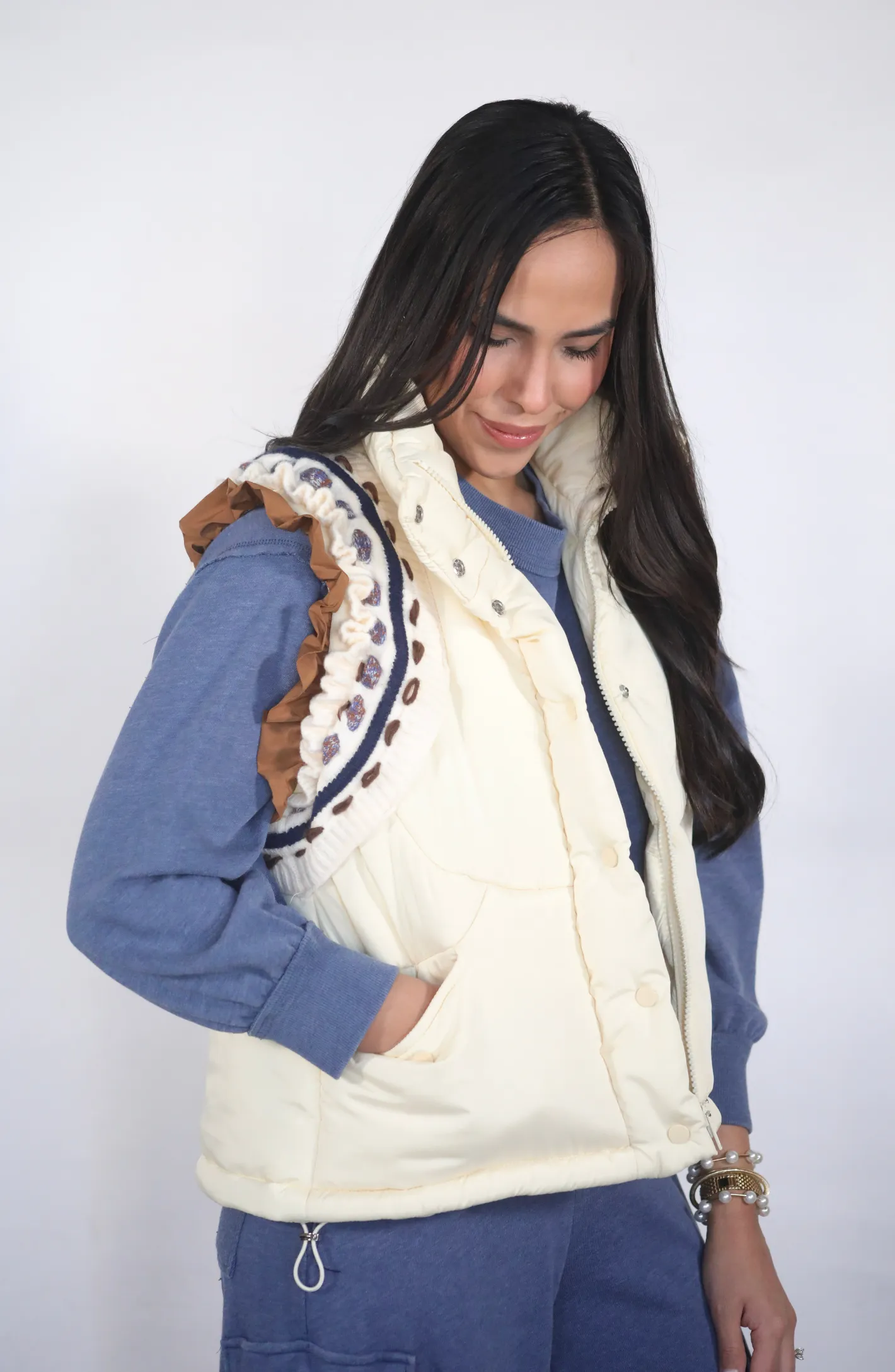 Loving My Life Ivory Sweater Detail Vest