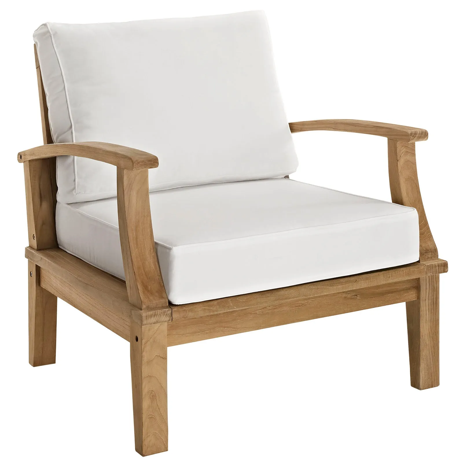Marina 2 Piece Outdoor Patio Teak Set Natural White EEI-1823-NAT-WHI-SET