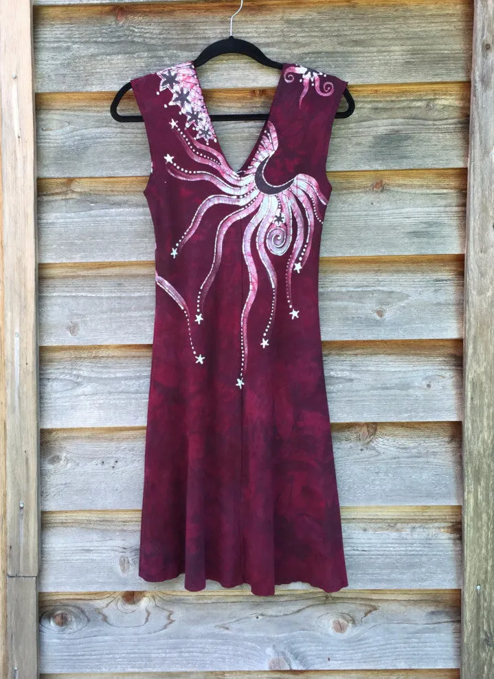 Marooned In Moonlight Red Organic Cotton Batik Dress