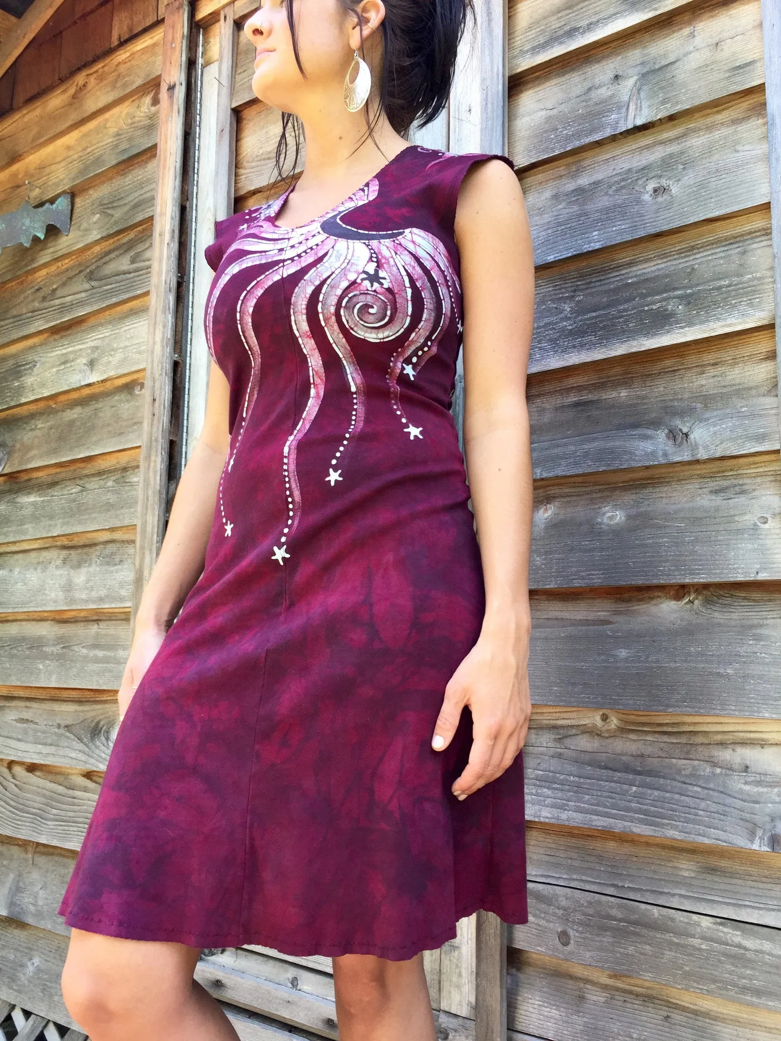Marooned In Moonlight Red Organic Cotton Batik Dress