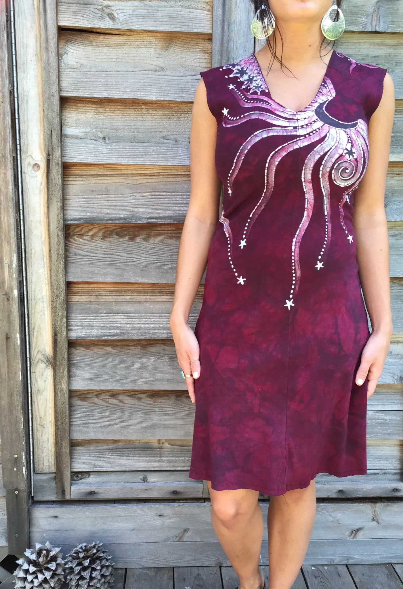 Marooned In Moonlight Red Organic Cotton Batik Dress