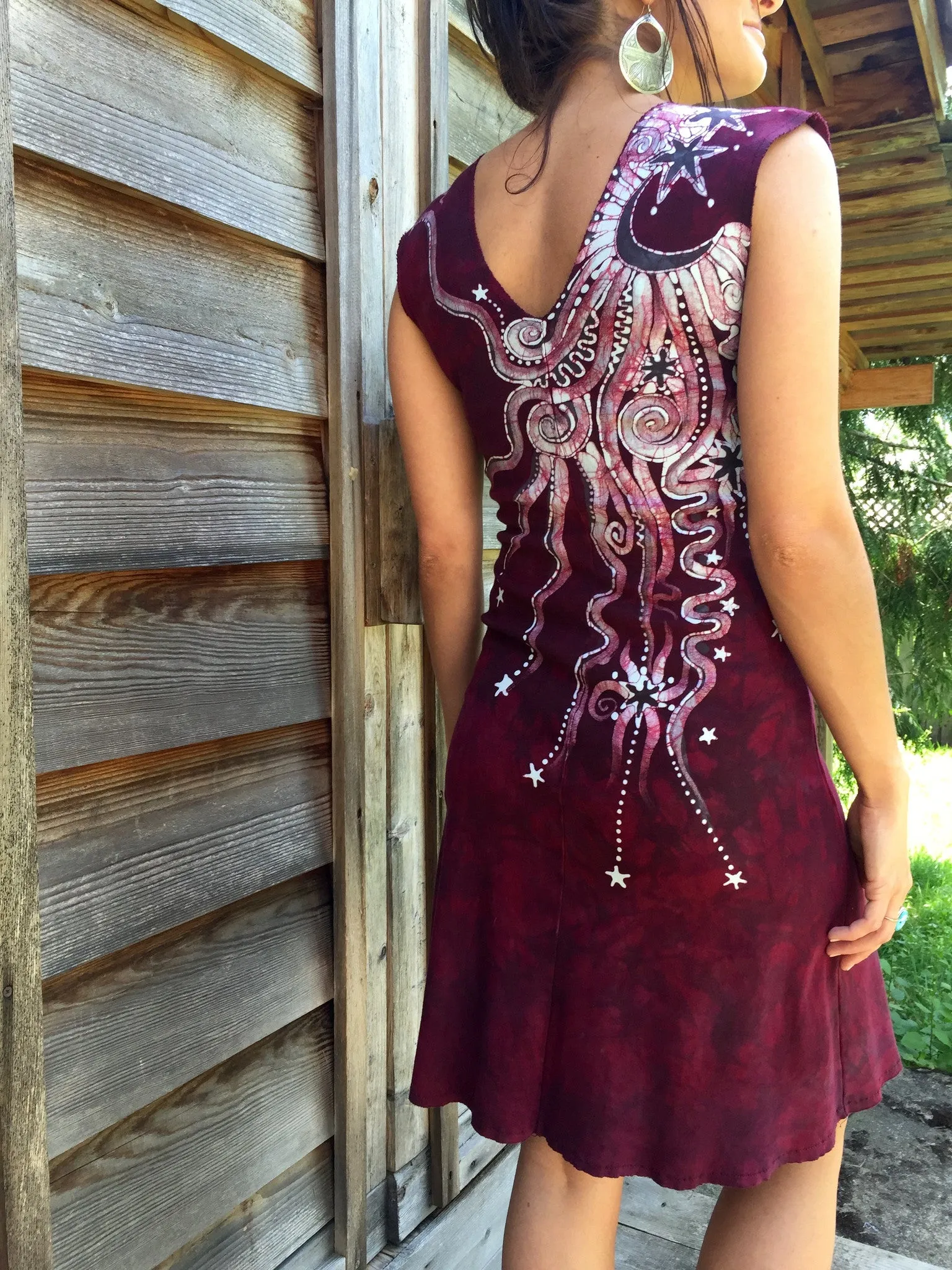 Marooned In Moonlight Red Organic Cotton Batik Dress