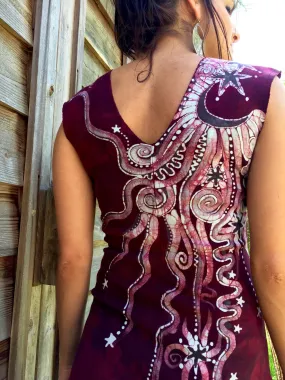 Marooned In Moonlight Red Organic Cotton Batik Dress