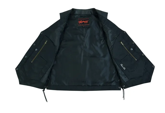 Men's 10 Pocket Leather Motorcycle Vest
