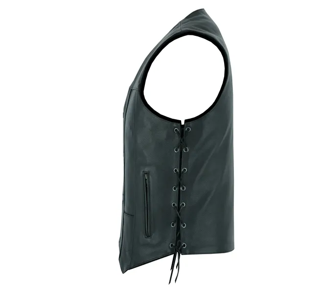 Men's 10 Pocket Leather Motorcycle Vest