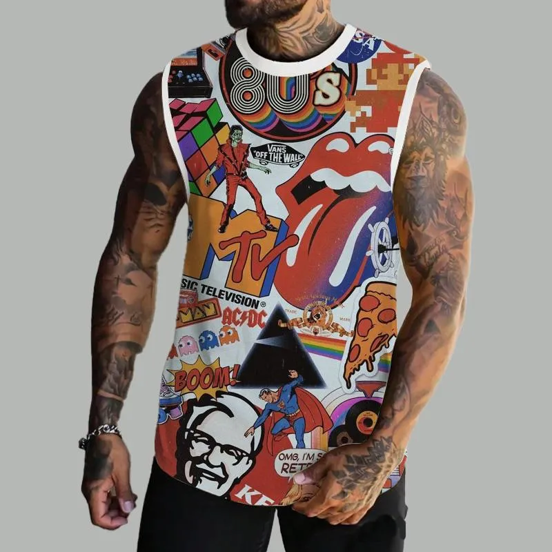 MEN'S BASIC PRINTED ROUND NECK VEST 89984096YM