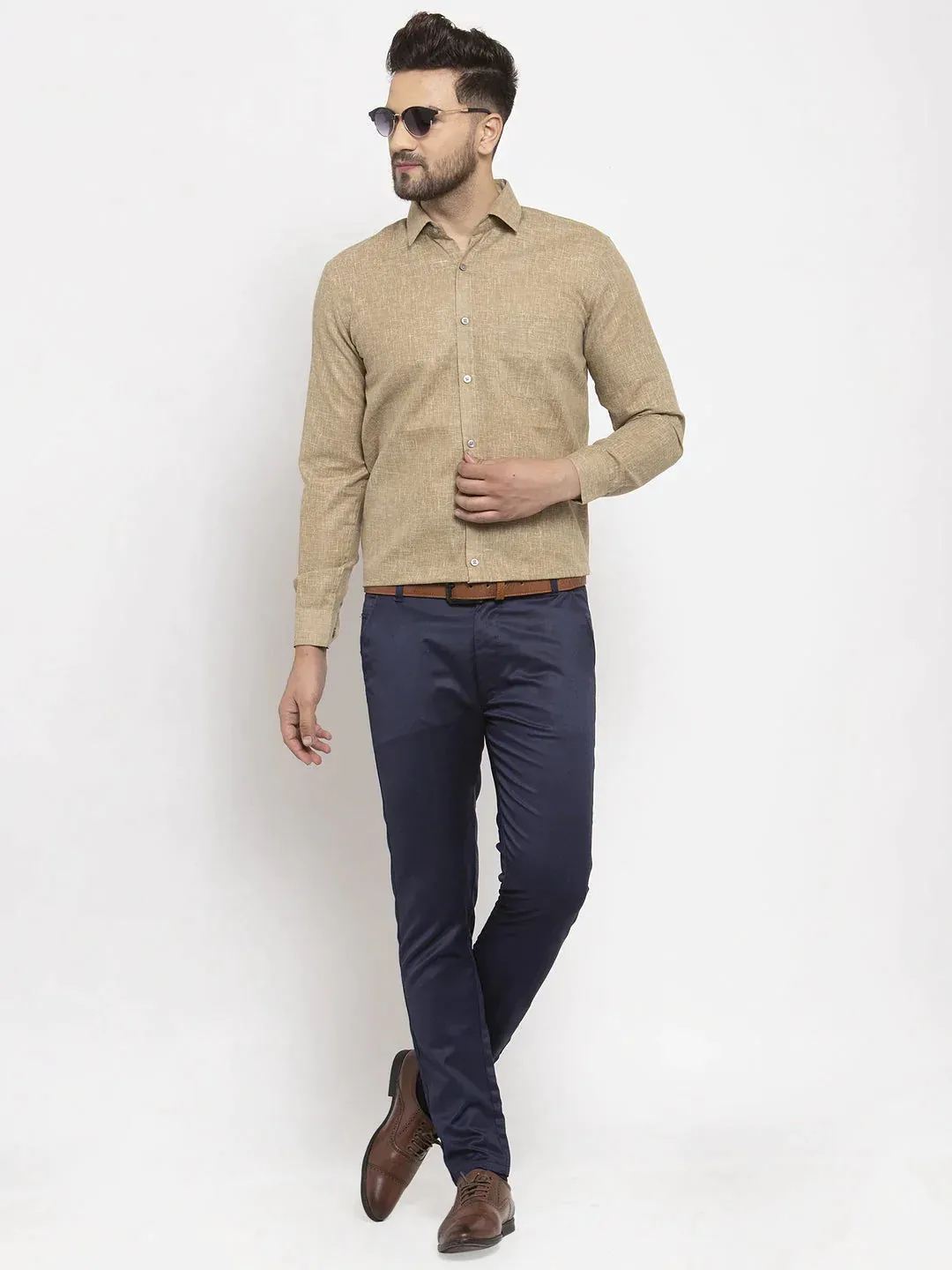 Metallic Men'S Dobby Solid Formal Shirts