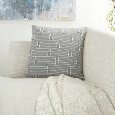 New - 18"x18" Broken Striped Square Throw Pillow Gray - Kathy Ireland Home