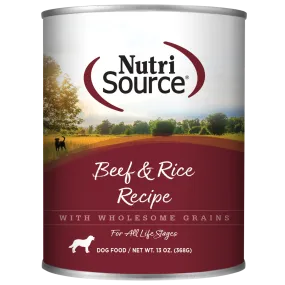 NutriSource Beef & Rice Formula Canned Dog Food 13-oz