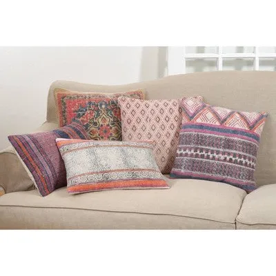 Open Box - 12"x20" Oversize Boho Striped Down Filled Lumbar Throw Pillow Pink - Saro Lifestyle