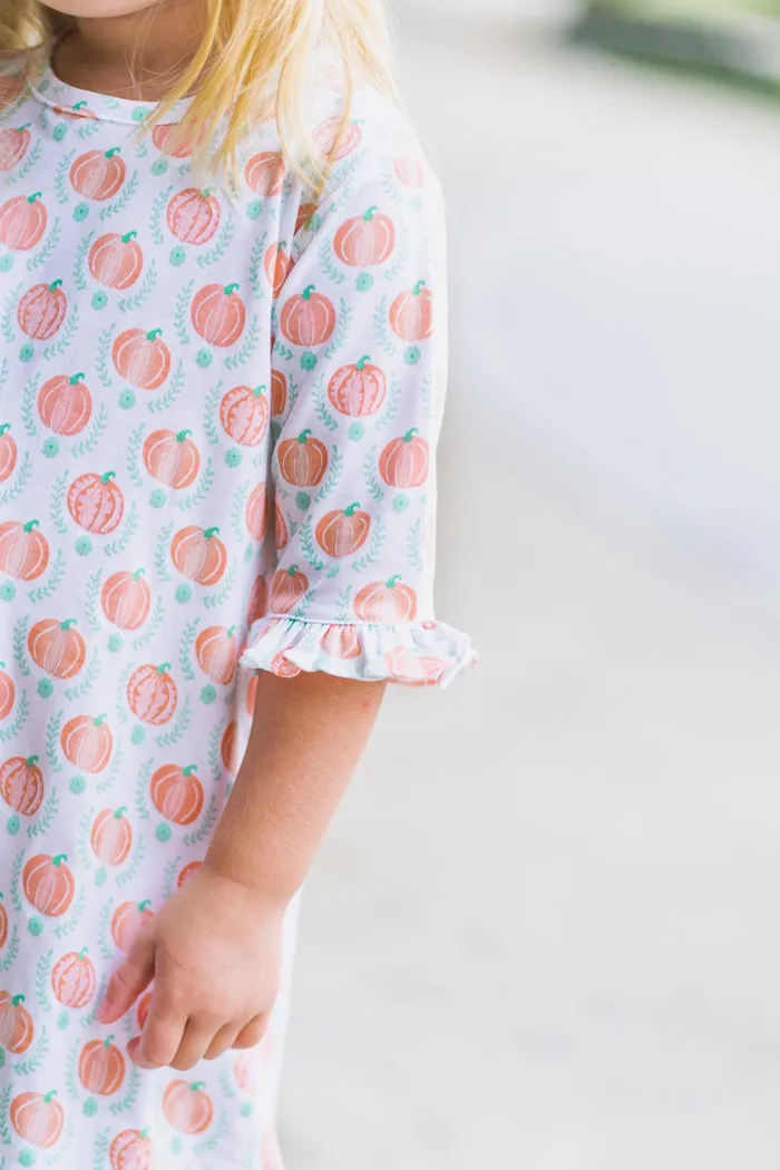 Pima Cotton Knit Pumpkin A Line  Girl's Dress