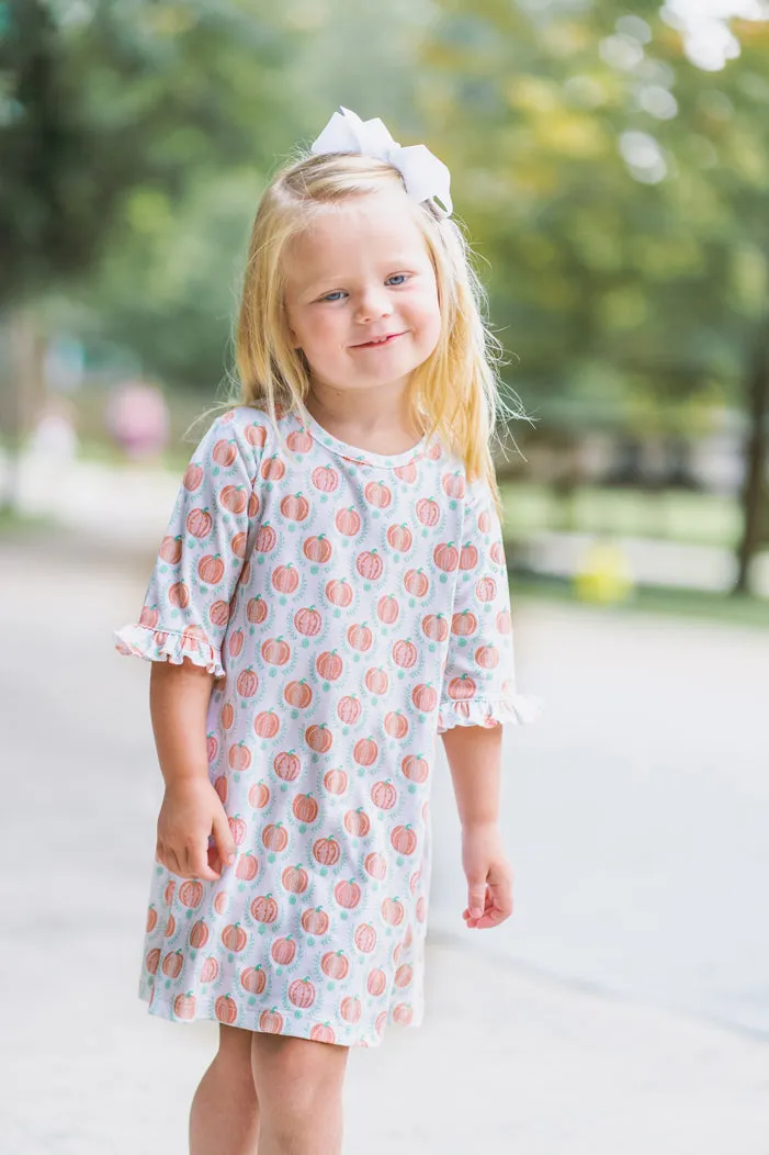 Pima Cotton Knit Pumpkin A Line  Girl's Dress