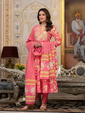 Pink Zari_Work Kurta Pant Dupatta Set