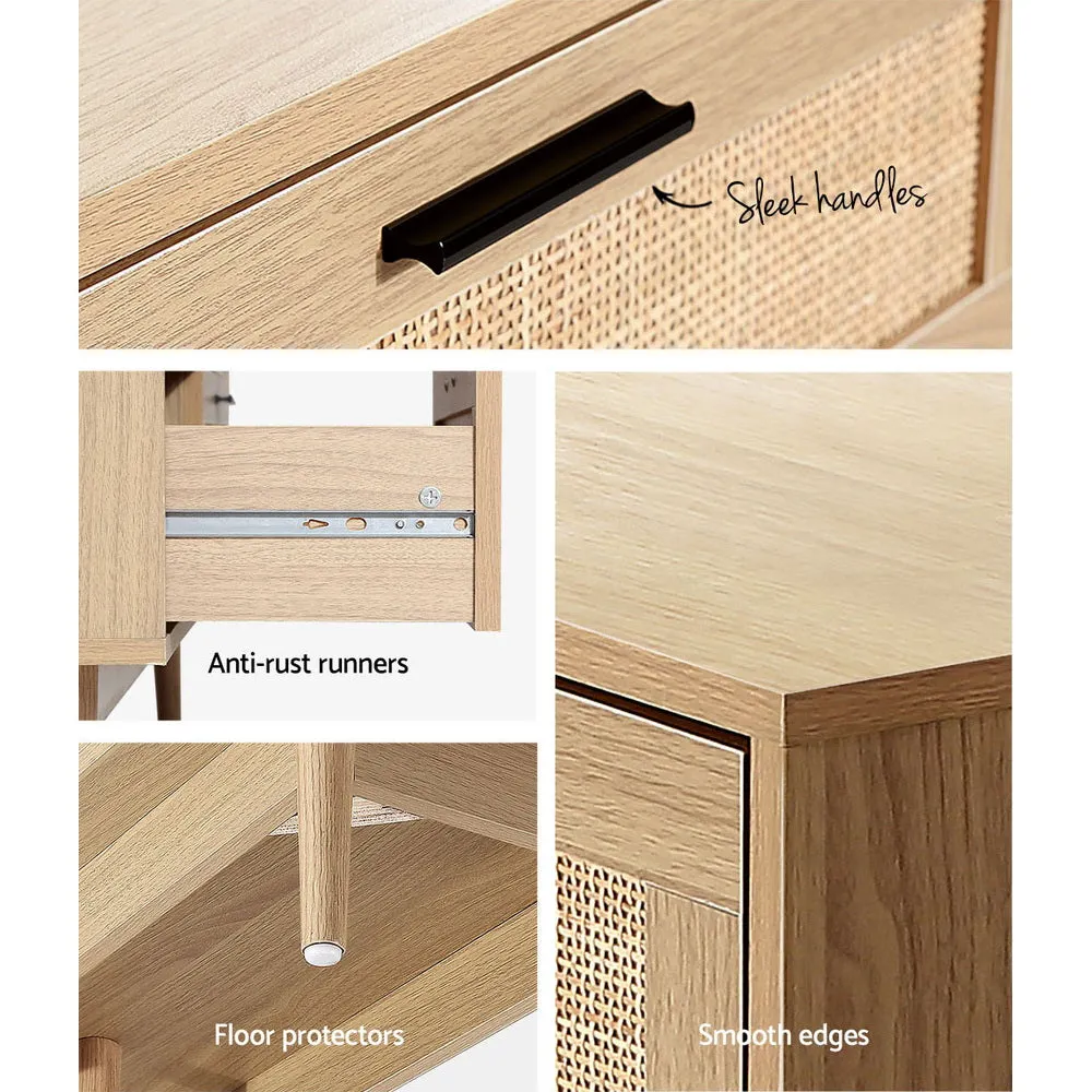 Real Rattan 6-Drawer Chest with Solid Wood Legs Artiss