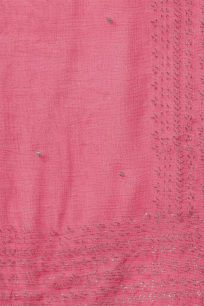 Rose Poly Silk Solid Yoke Design Kurta Trousers With Dupatta