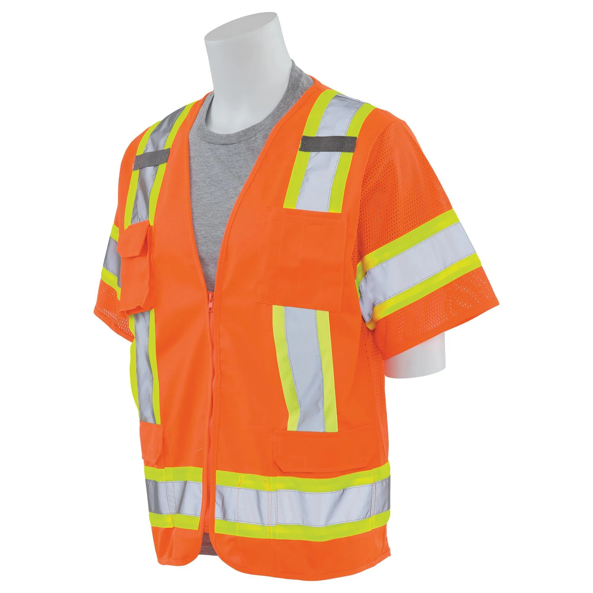 S680 Class 3 Solid Front/Mesh Back Surveyor's Safety Vest 1PC