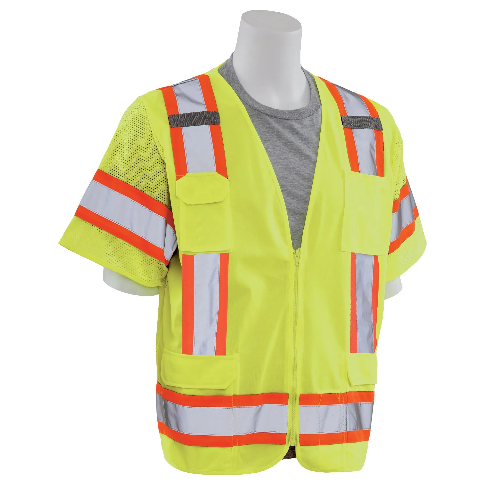 S680 Class 3 Solid Front/Mesh Back Surveyor's Safety Vest 1PC