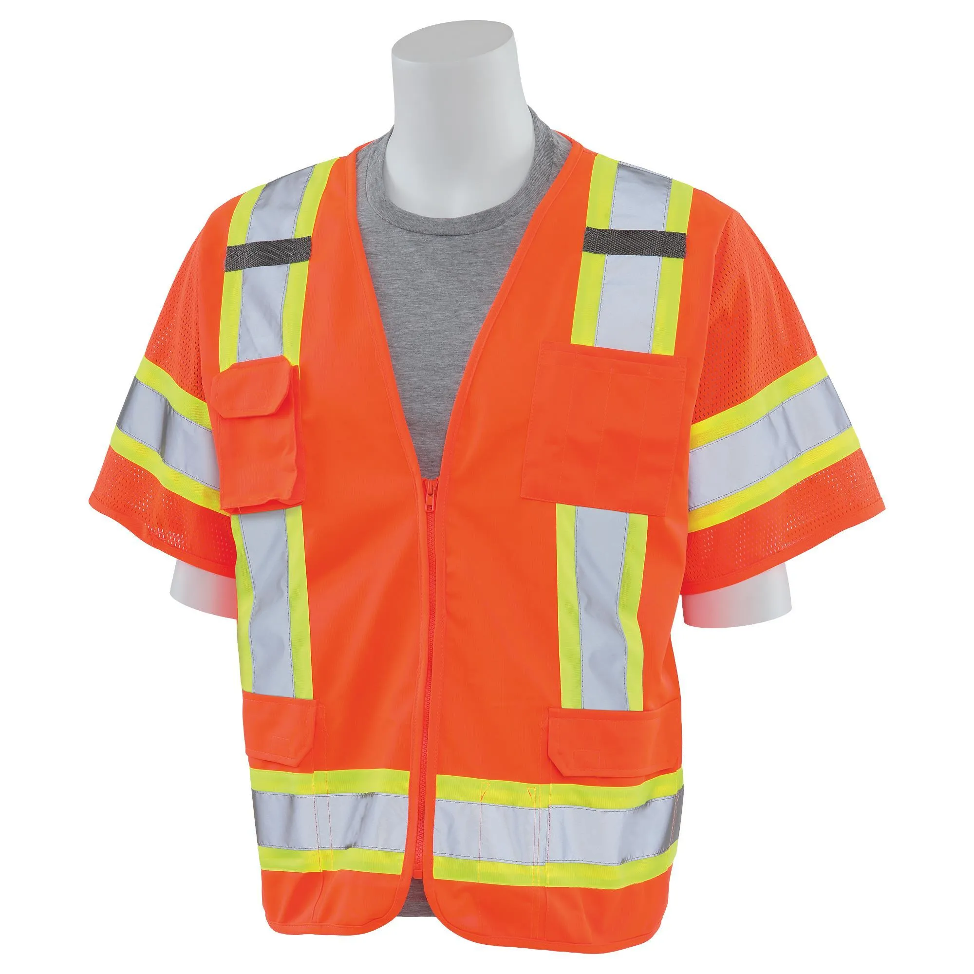 S680 Class 3 Solid Front/Mesh Back Surveyor's Safety Vest 1PC