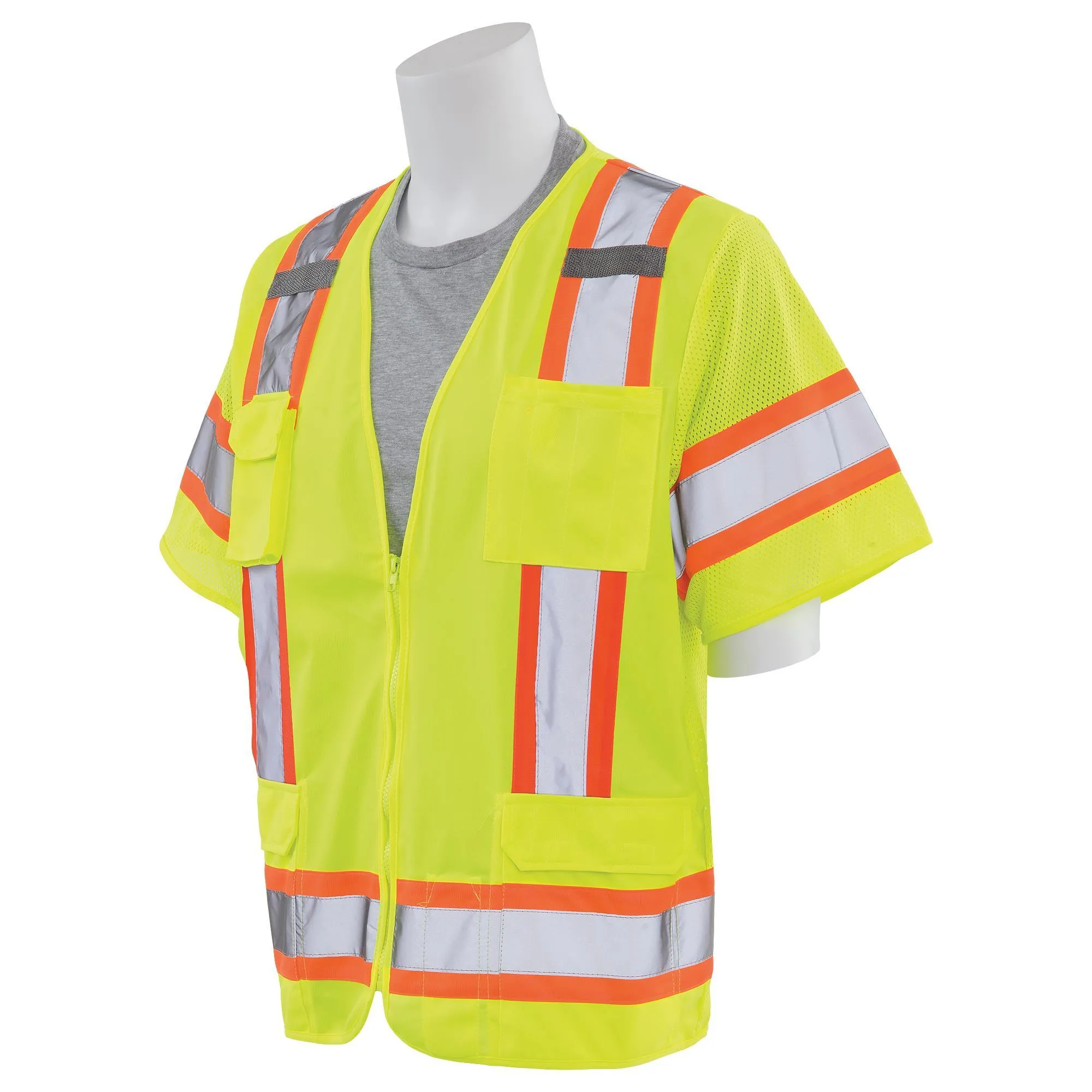 S680 Class 3 Solid Front/Mesh Back Surveyor's Safety Vest 1PC