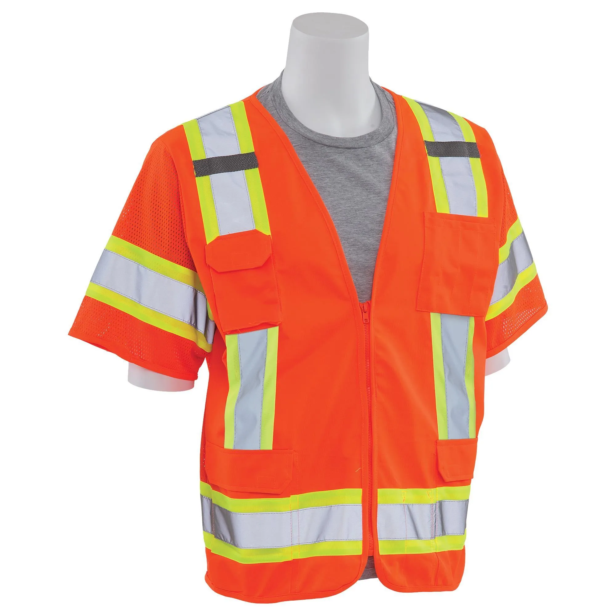 S680 Class 3 Solid Front/Mesh Back Surveyor's Safety Vest 1PC