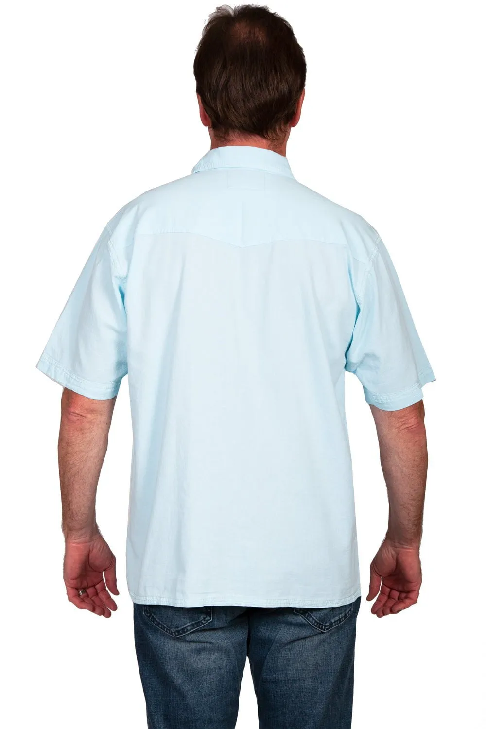 Scully Mens Aqua Sky 100% Cotton Tonal Tropical S/S Shirt