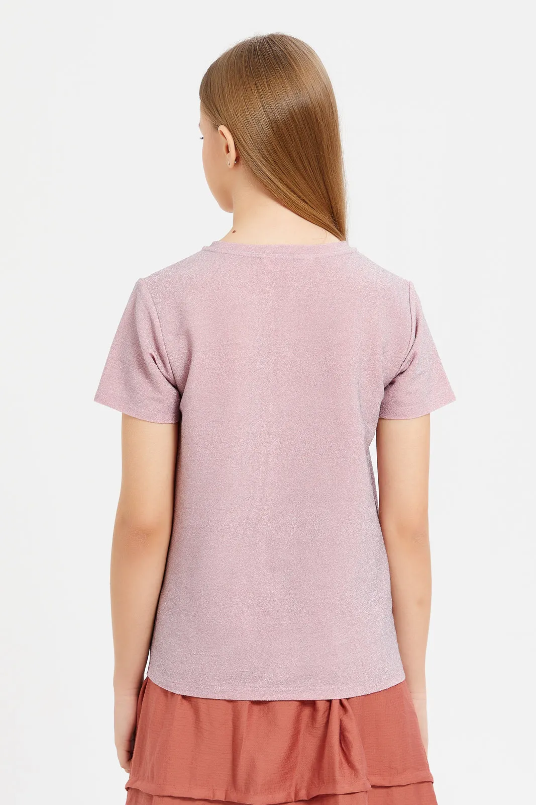 Senior Girls Pink Metallic Top