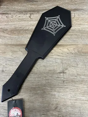 Spider Web Vlad's Revenge Coffin Shaped Black Anodized Aluminum Solid Metal Spanking Paddle