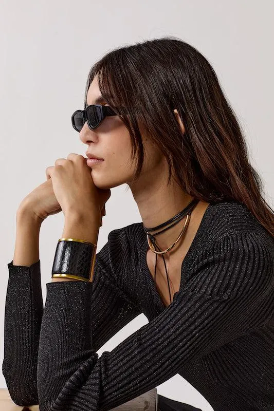 St. Moritz Lurex Knitted Top - Black