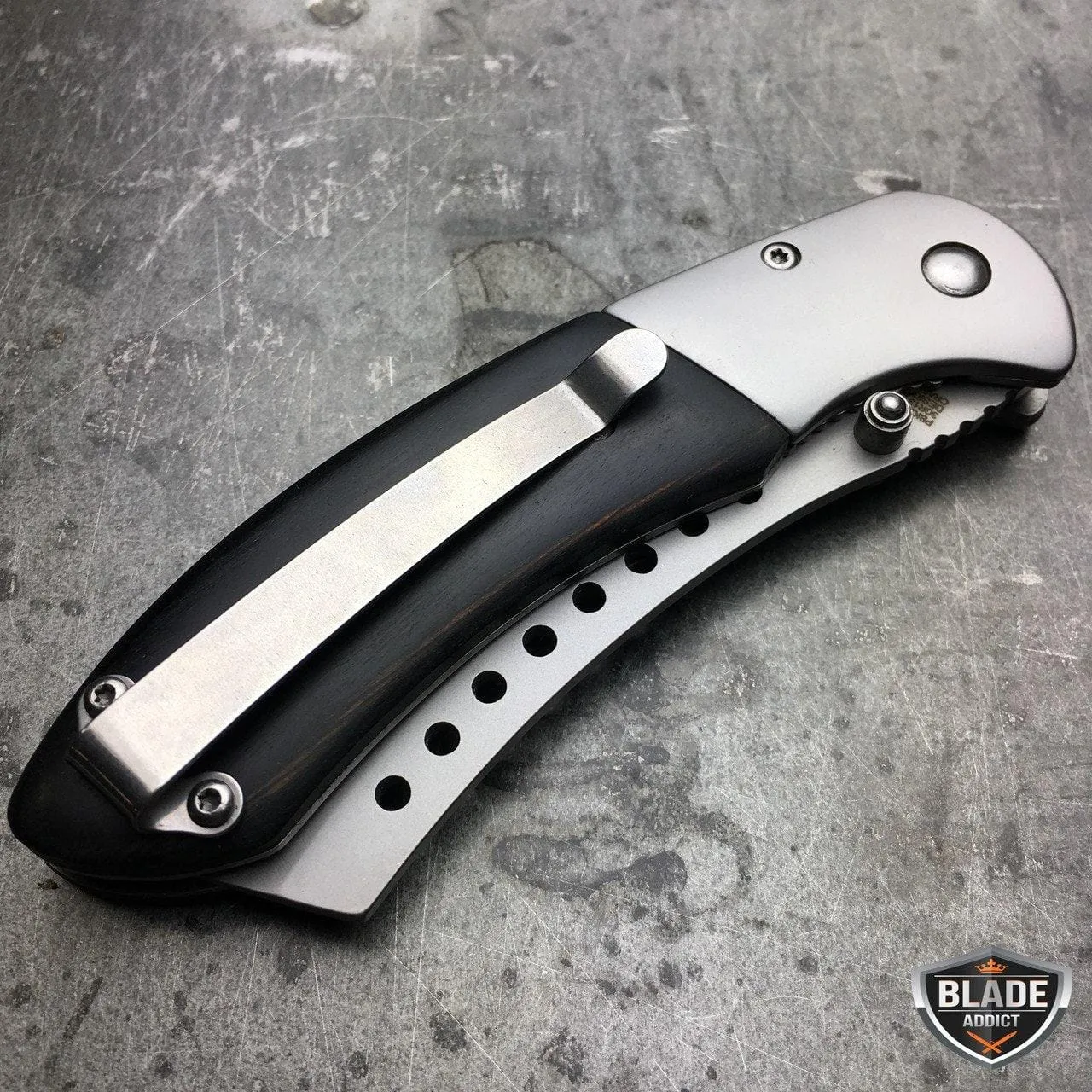 TACTICAL Spring Assisted Open Pocket Knife CLEAVER RAZOR FOLDING Blade SET