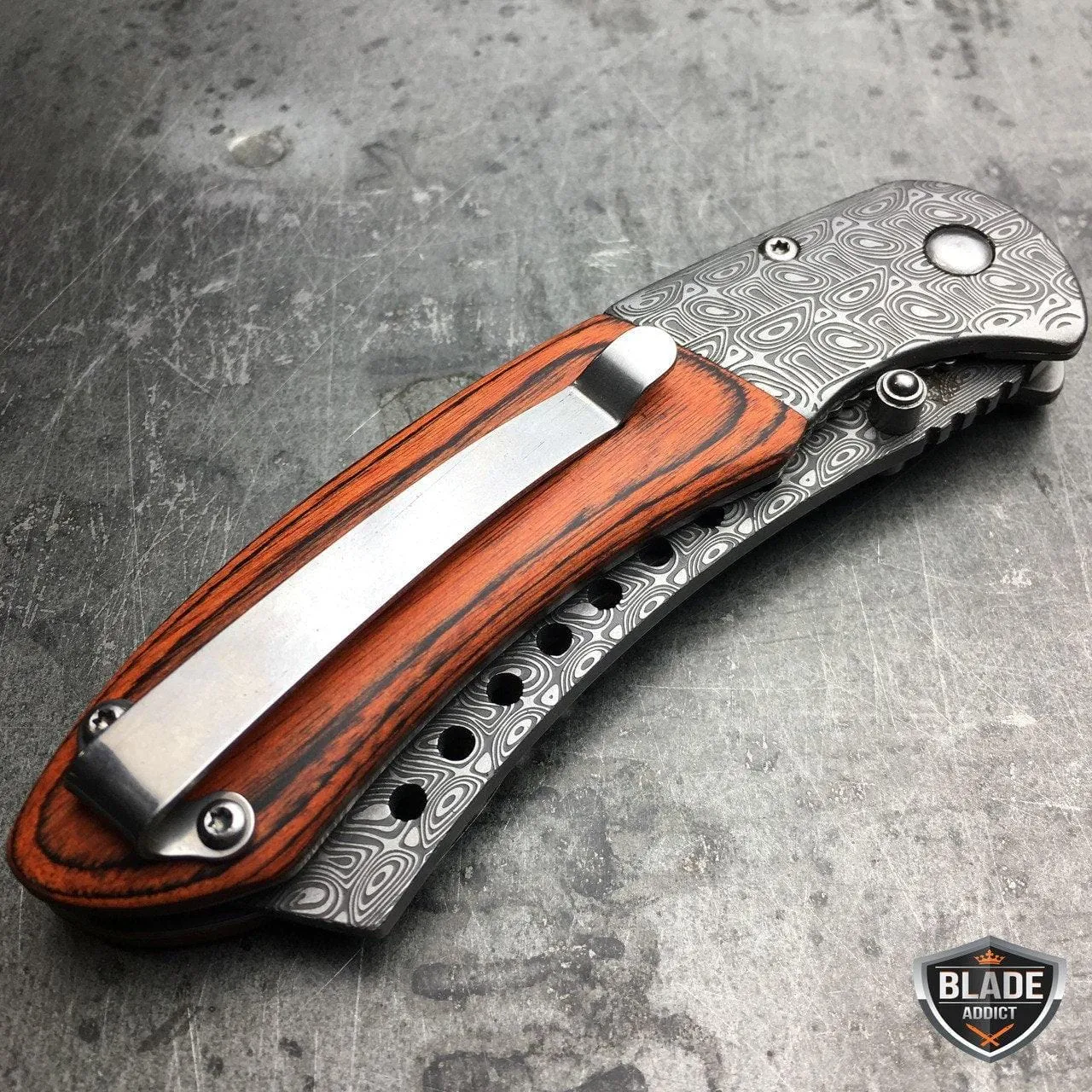 TACTICAL Spring Assisted Open Pocket Knife CLEAVER RAZOR FOLDING Blade SET