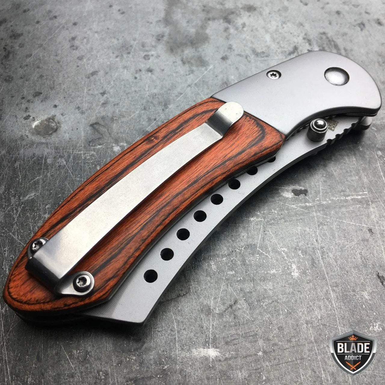 TACTICAL Spring Assisted Open Pocket Knife CLEAVER RAZOR FOLDING Blade SET