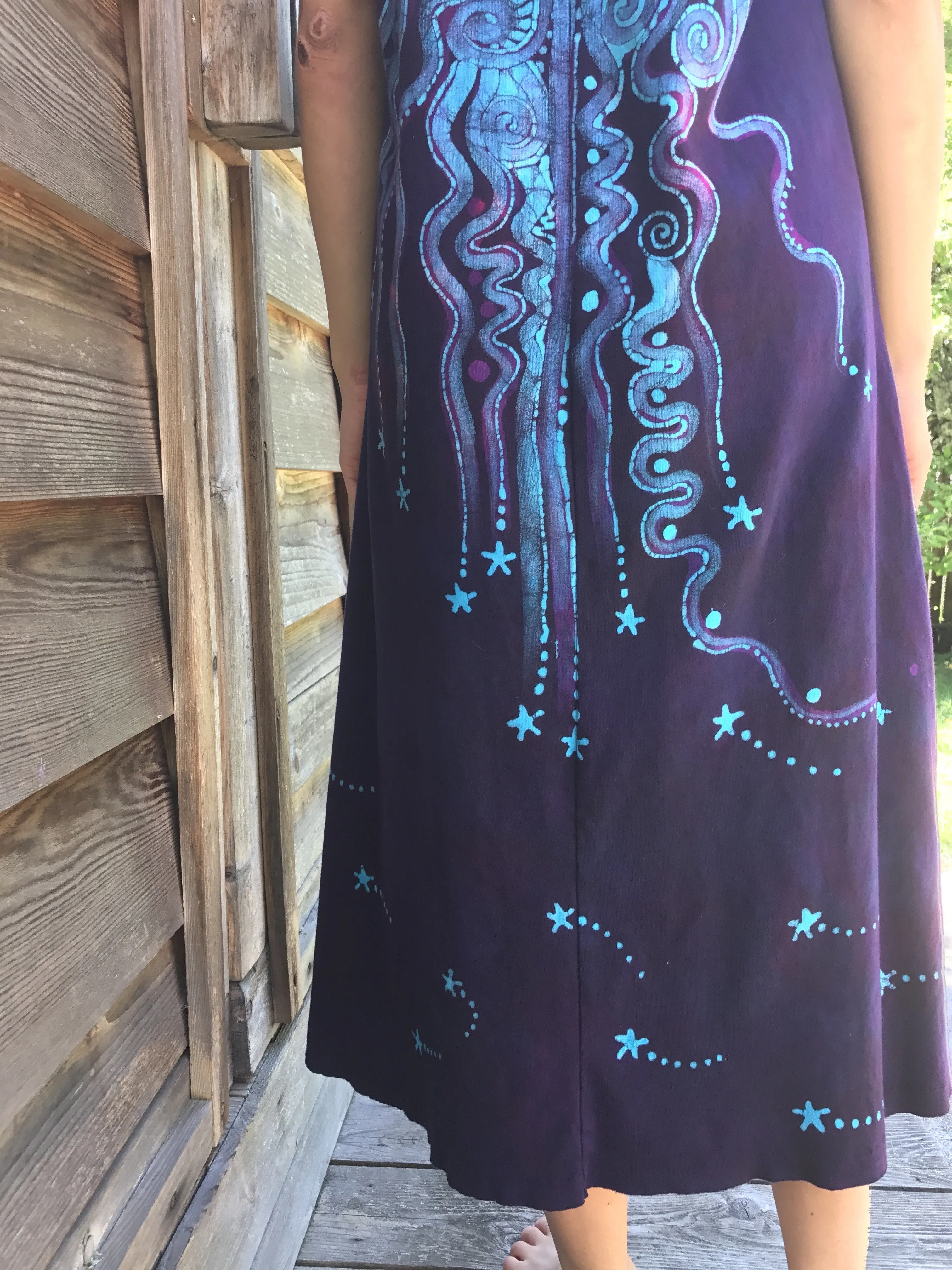 Trees Are Dancing With The Night Sky Batikwalla Dress in Organic Cotton - Size Large