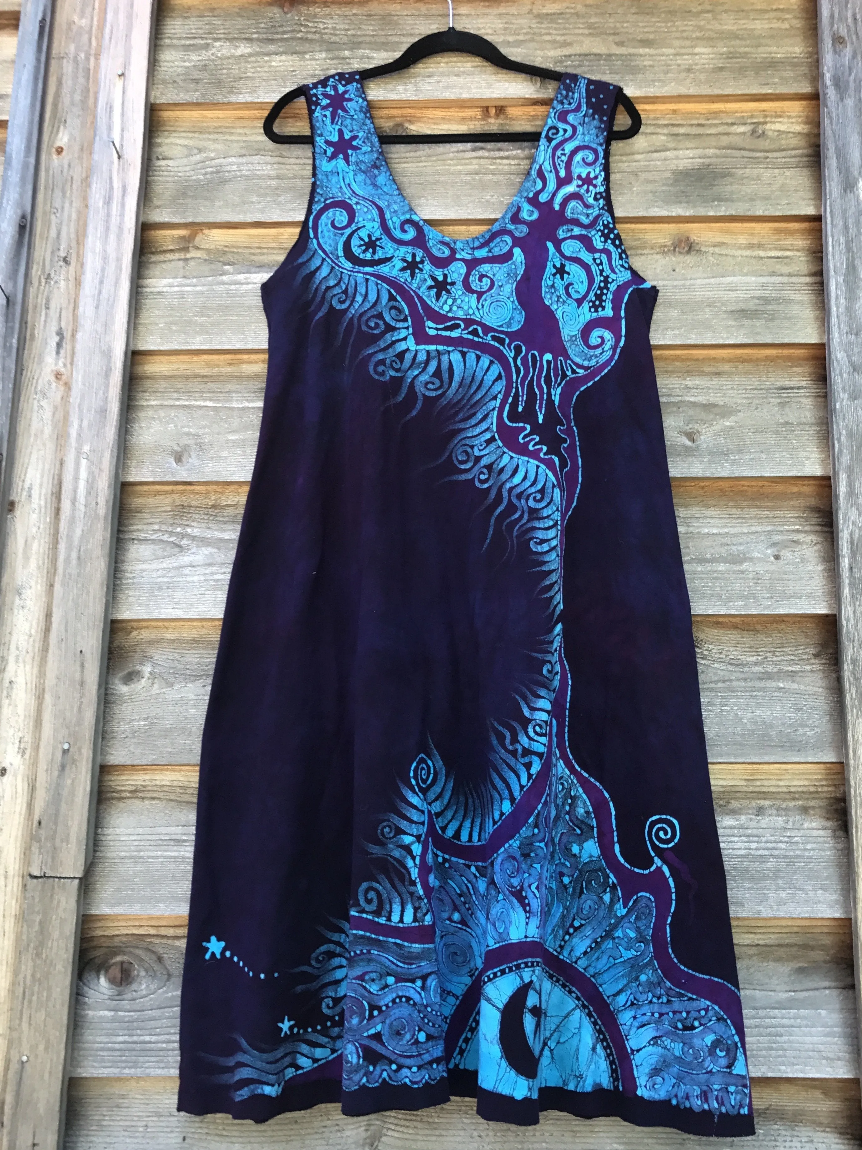 Trees Are Dancing With The Night Sky Batikwalla Dress in Organic Cotton - Size Large