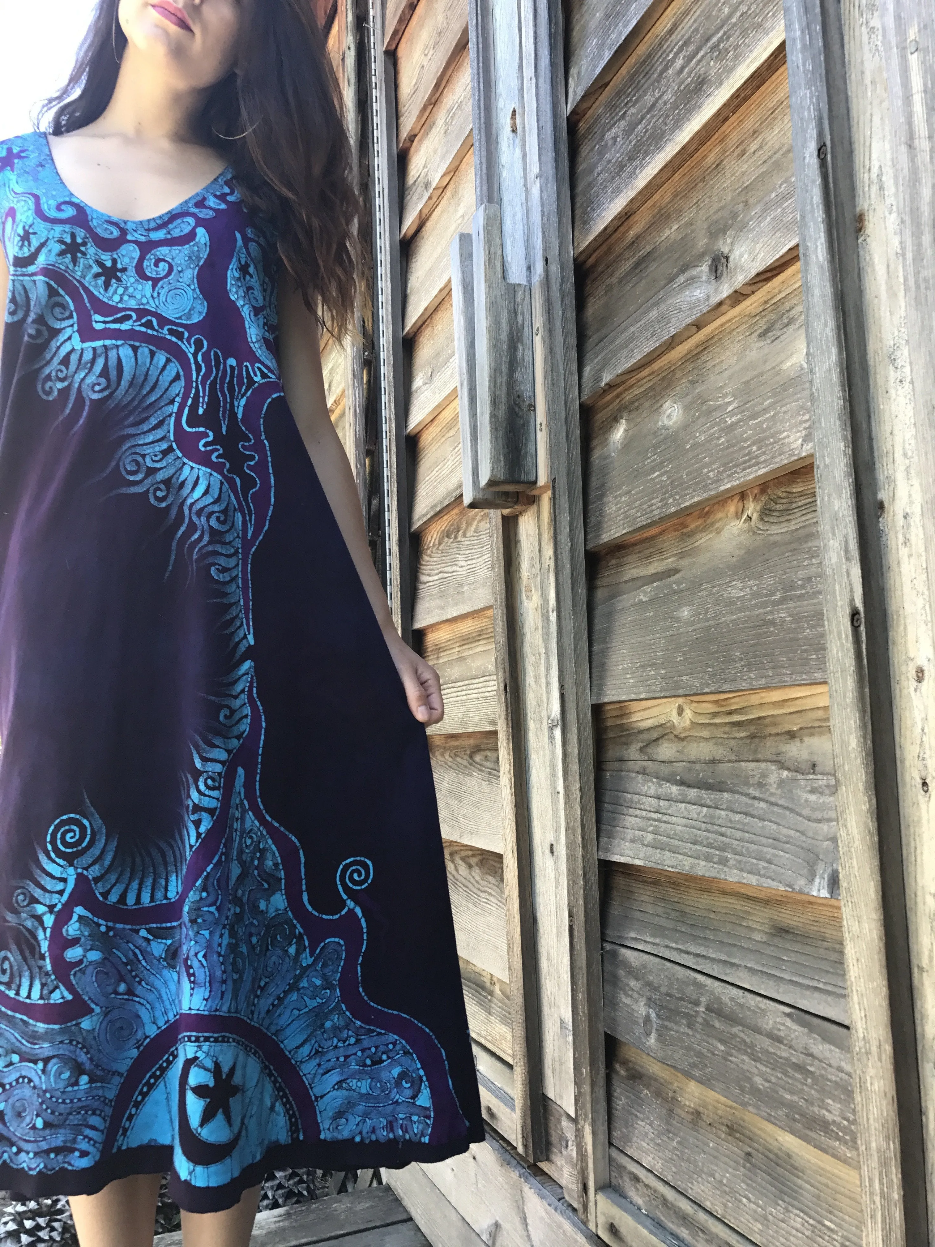 Trees Are Dancing With The Night Sky Batikwalla Dress in Organic Cotton - Size Large